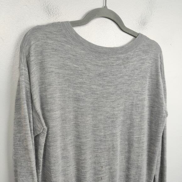 James Perse 100% Cashmere Pullover Sweater Womens XS 0 Light Gray Heather FLAWS - Picture 2 of 10
